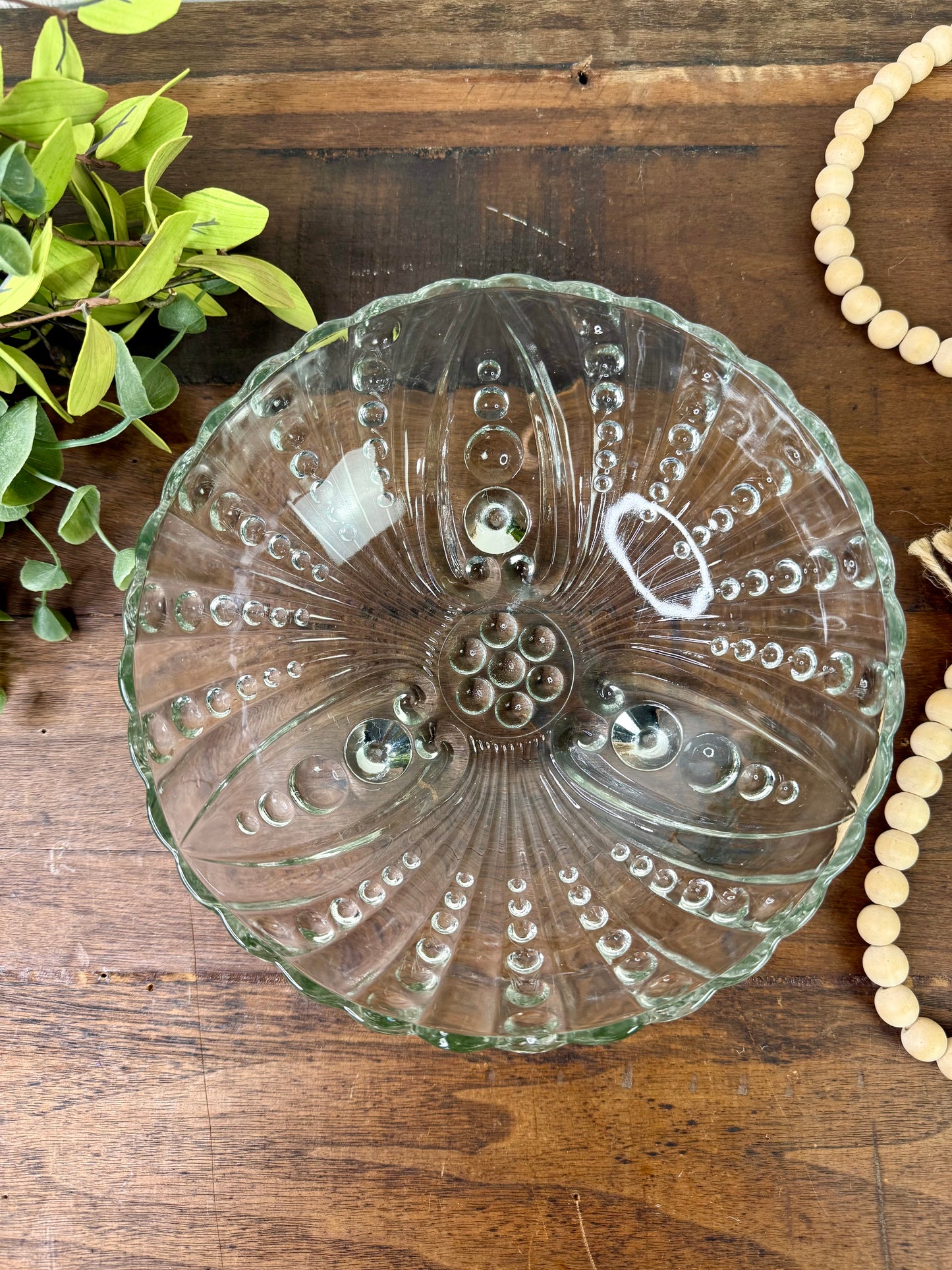 Vintage Anchor Hocking Oyster & Pearl Pattern Footed Bowl