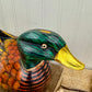 Vintage Hand Carved Wooden Duck with Golden Details