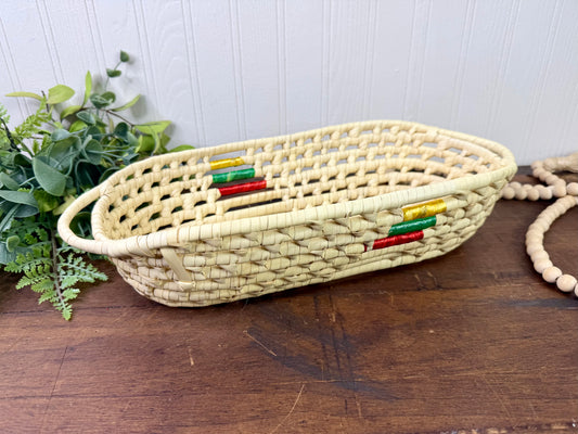 Vintage Woven Straw Catchall Basket