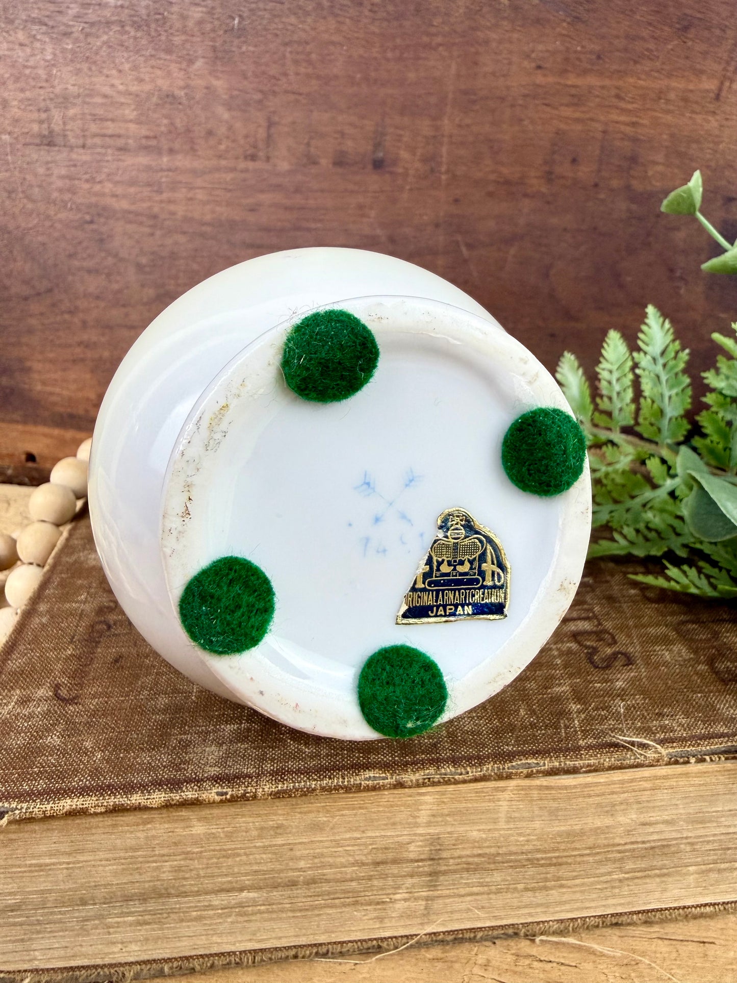 Vintage Porcelain Arnart Floral Double Handle Vase