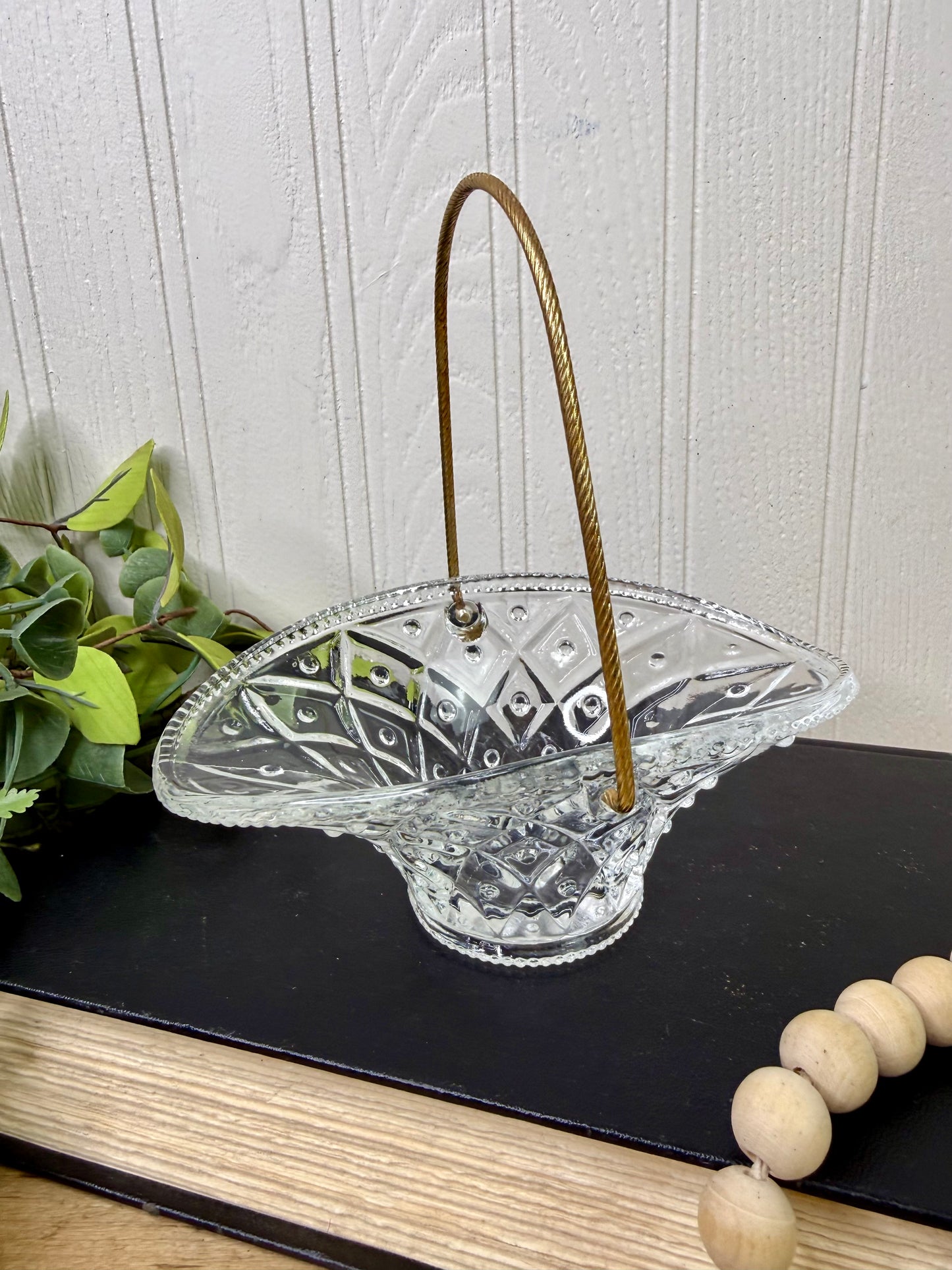 Vintage Avon Pressed Glass Trinket Basket
