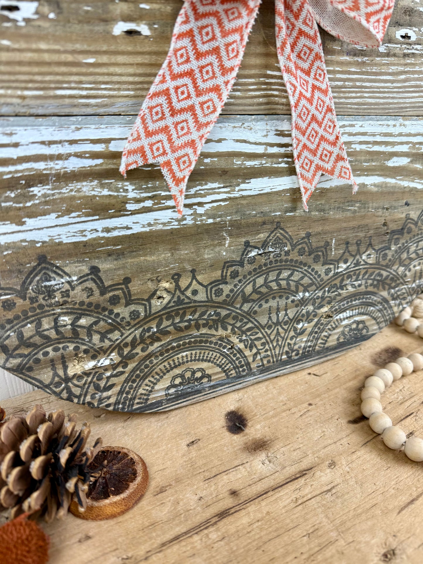 Handmade Barn Wood Pumpkin with Stamped Details