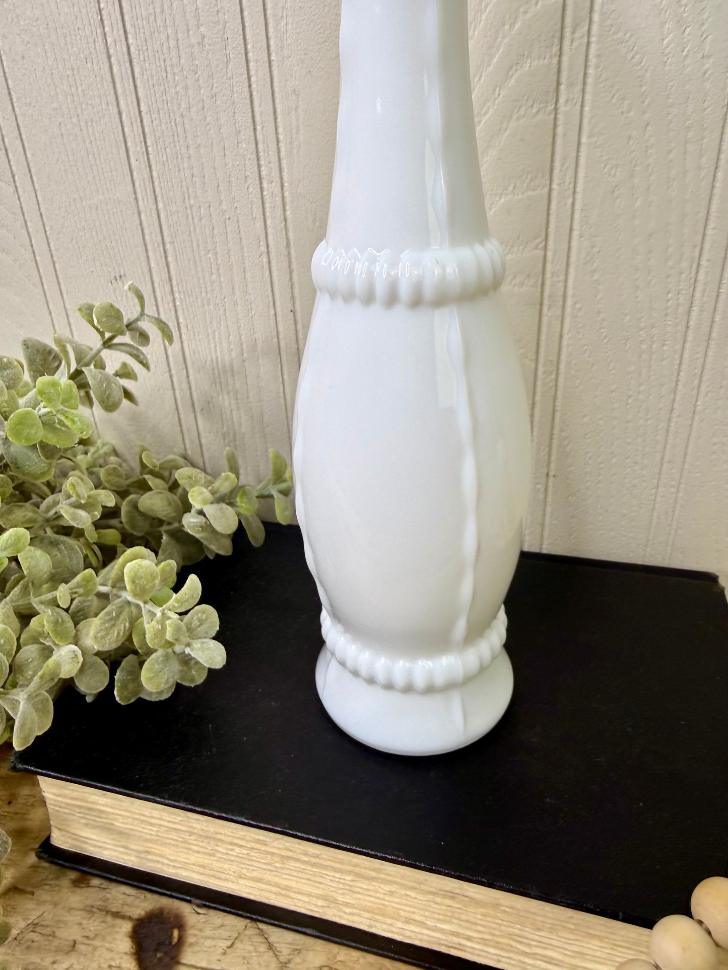 Vintage Milk Glass Tall Bud Vase