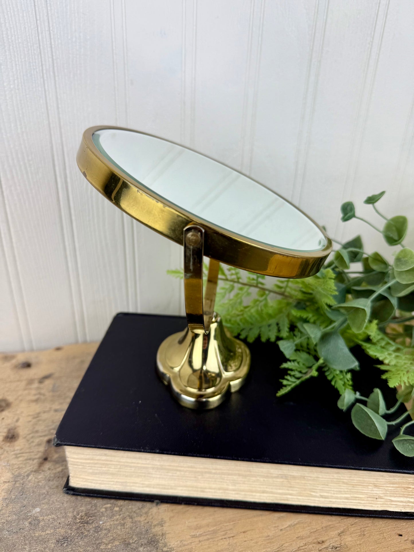 Vintage Double Sided Brass Tabletop Mirror
