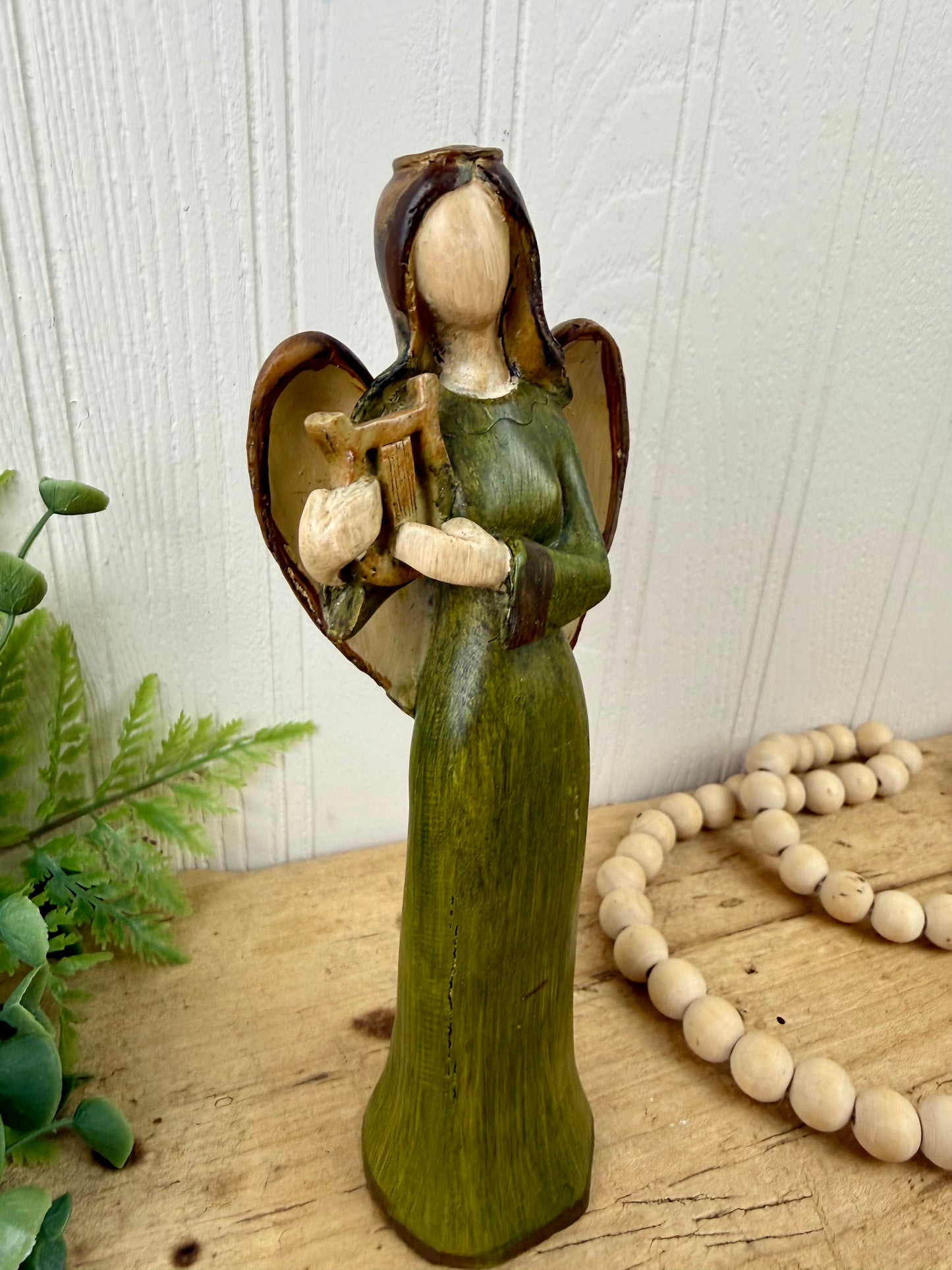 Vintage Green Angel Figurine