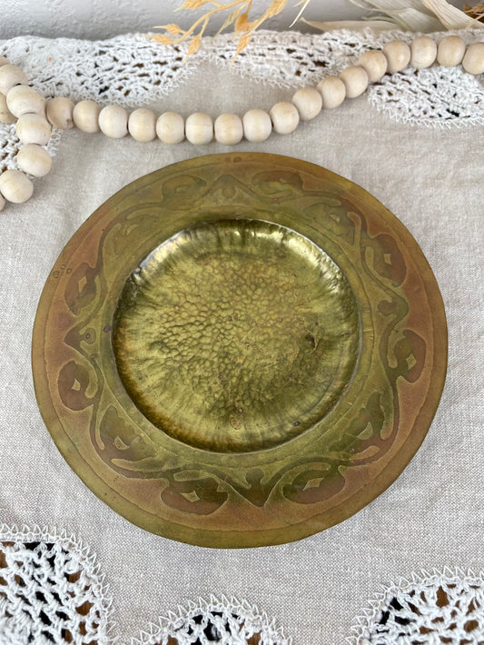 Vintage Hammer Brass Trinket Tray