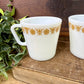 Vintage Pyrex Butterfly Gold Milk Glass Mug Set