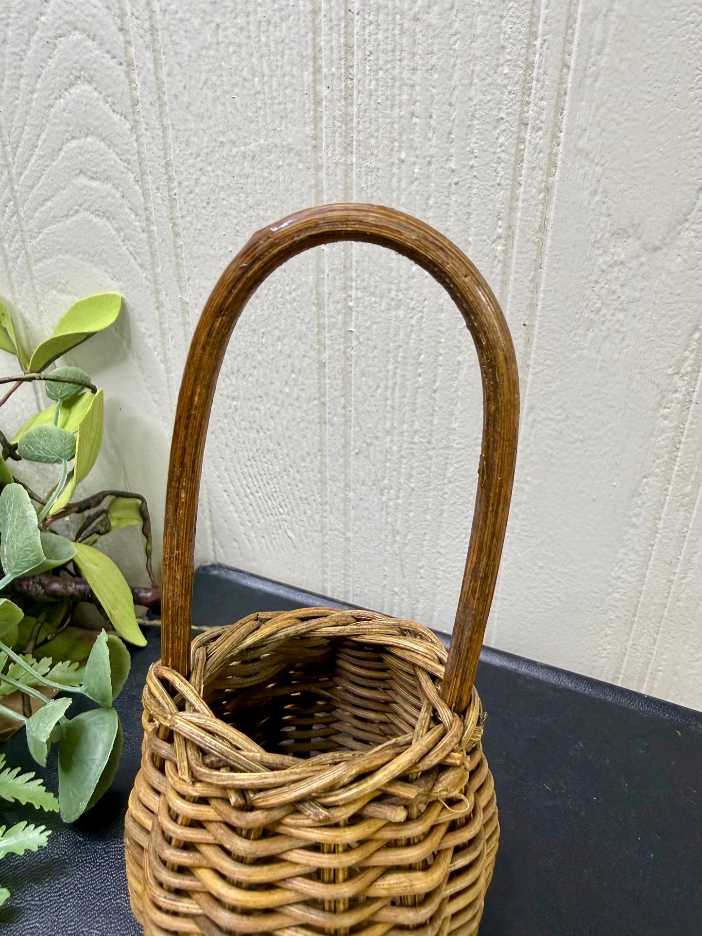 Vintage Miniature Wicker Basket with Handle