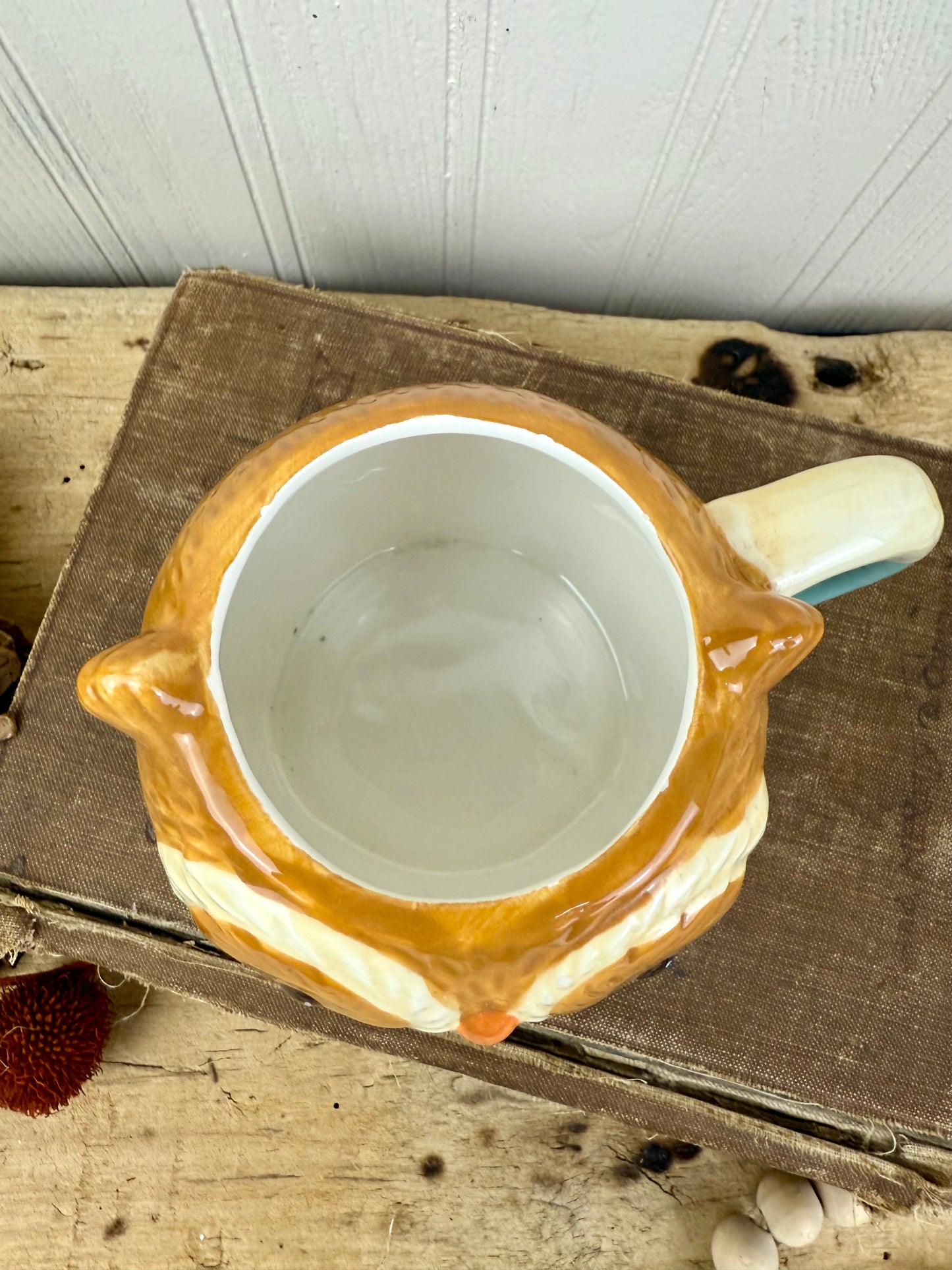 Retro Hand Painted Ceramic Owl Mug