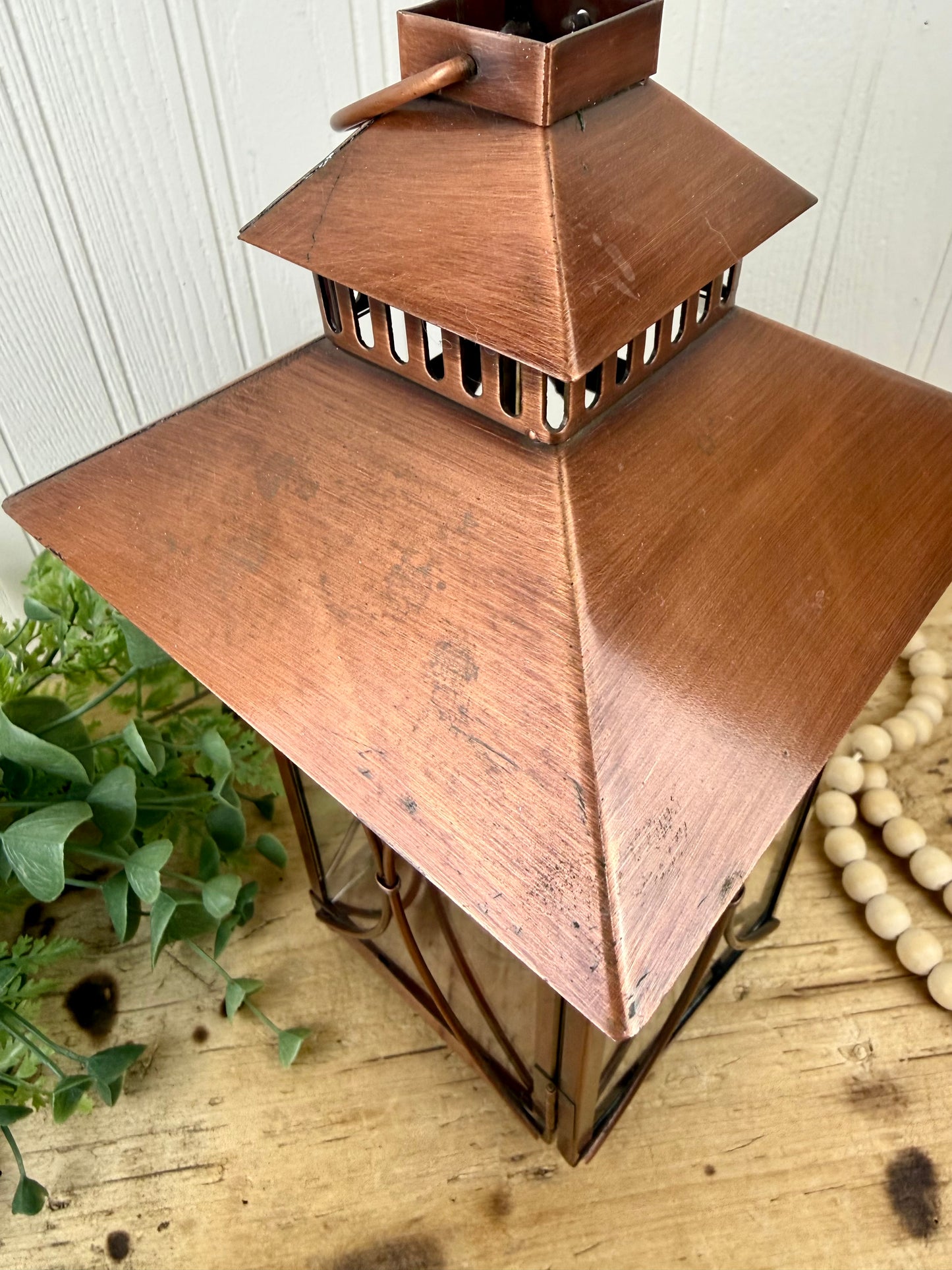 Copper Tea Light Candle Lantern
