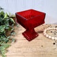 Vintage Jeannette Glass Square Pedestal Wedding Bowl Candy Dish