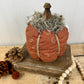Handmade Plush Pumpkin with Doily Leaves #2