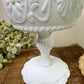 Vintage Indiana Glass White Milk Glass Pedestal Compote Dish