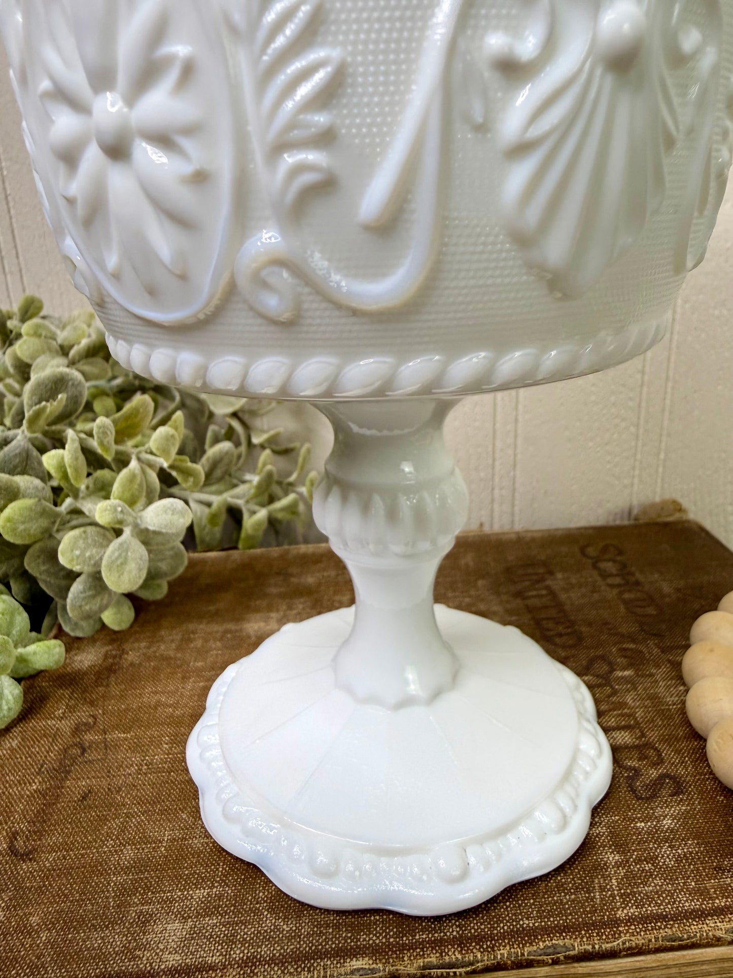 Vintage Indiana Glass White Milk Glass Pedestal Compote Dish