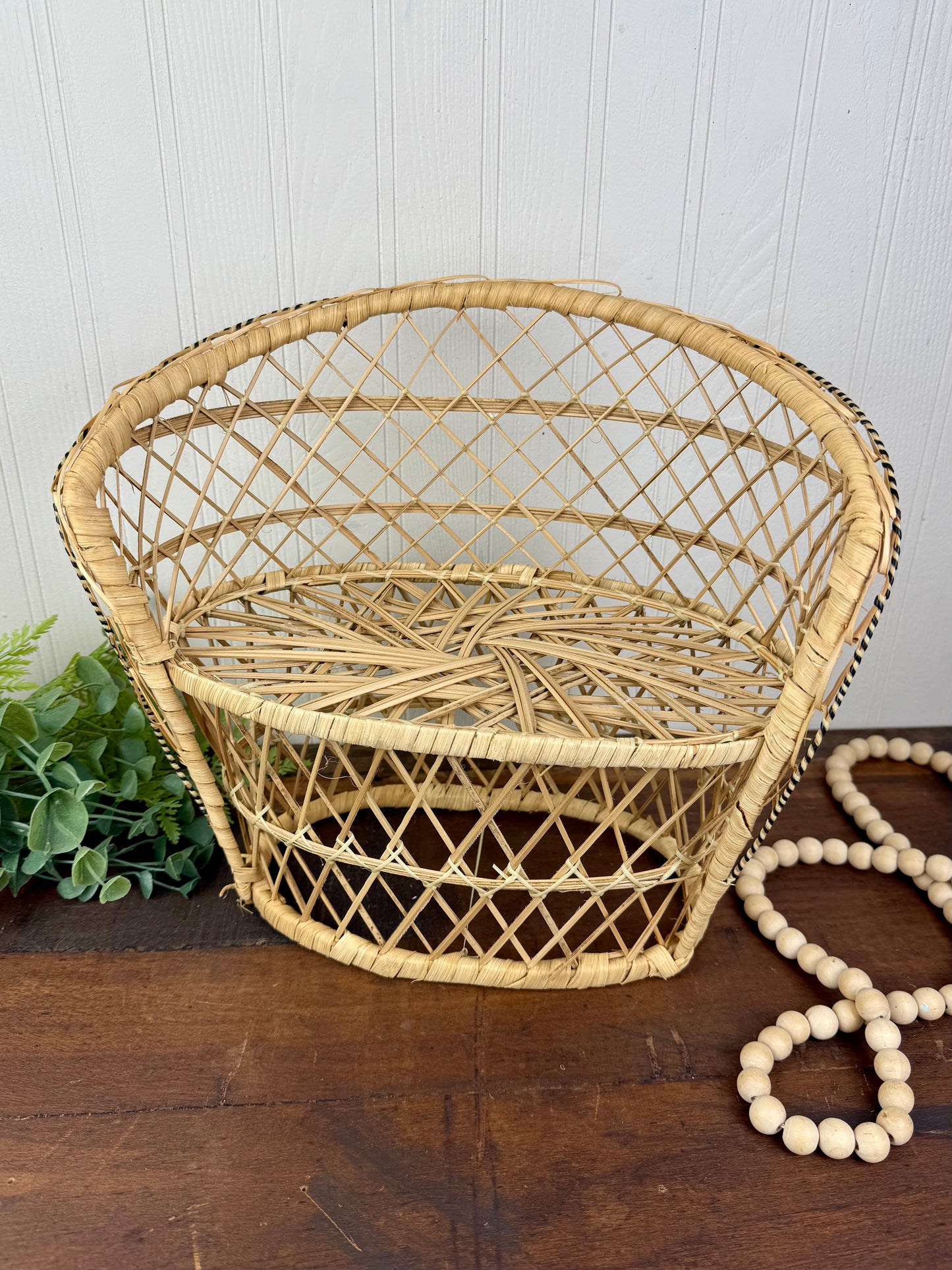 Vintage Miniature Peacock Wicker Loveseat