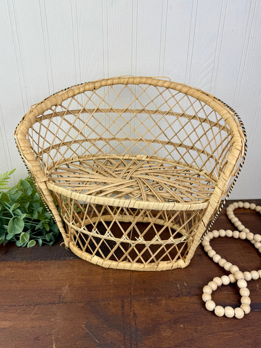 Vintage Miniature Peacock Wicker Loveseat