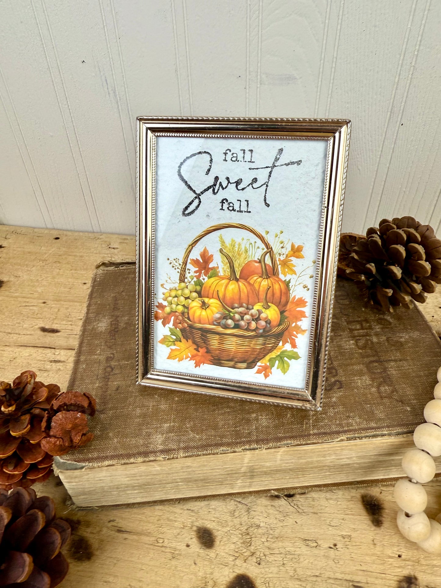 Handmade Fall Sweet Fall Art in Brass Frame
