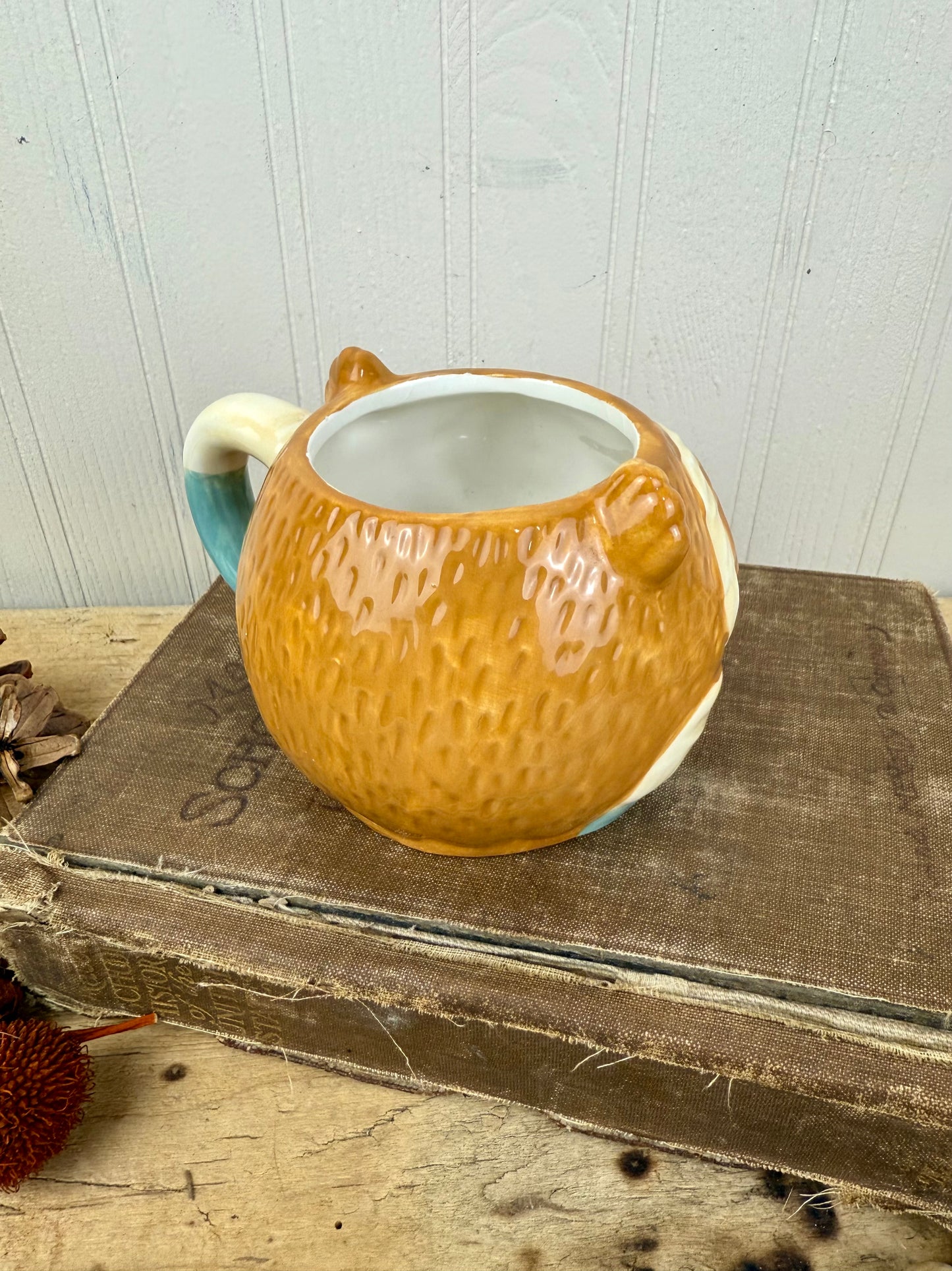 Retro Hand Painted Ceramic Owl Mug