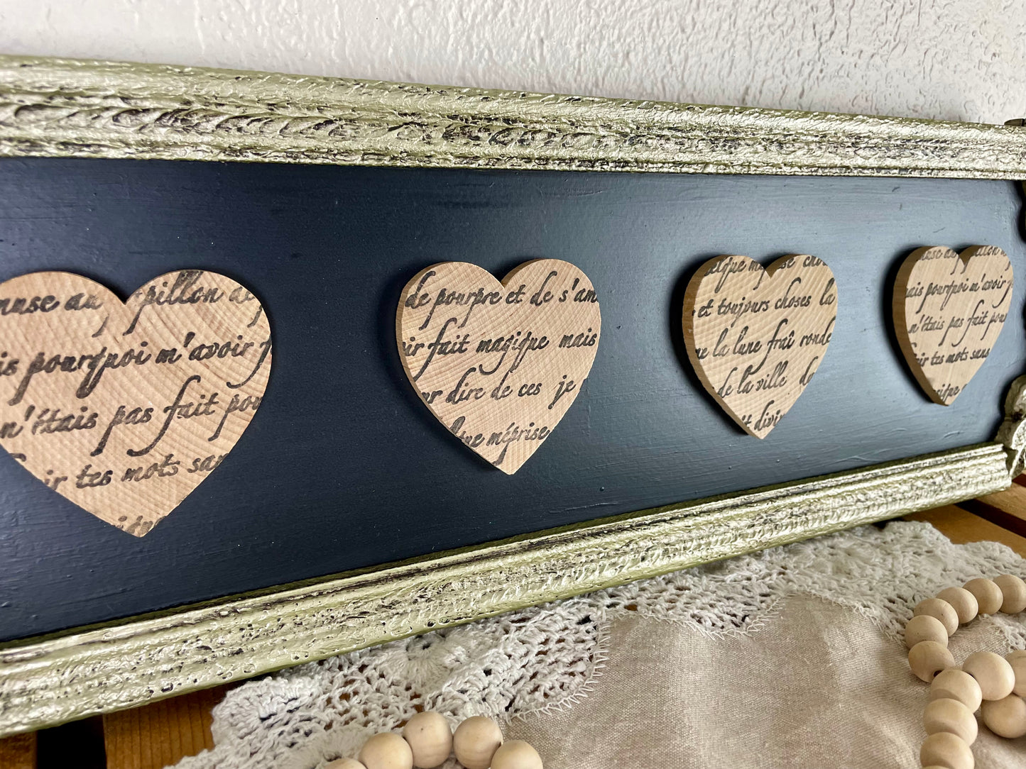 Upcycled Wall Art with Wooden Hearts