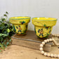 Vintage Hand Painted Italian Majolica Pottery Planter Set
