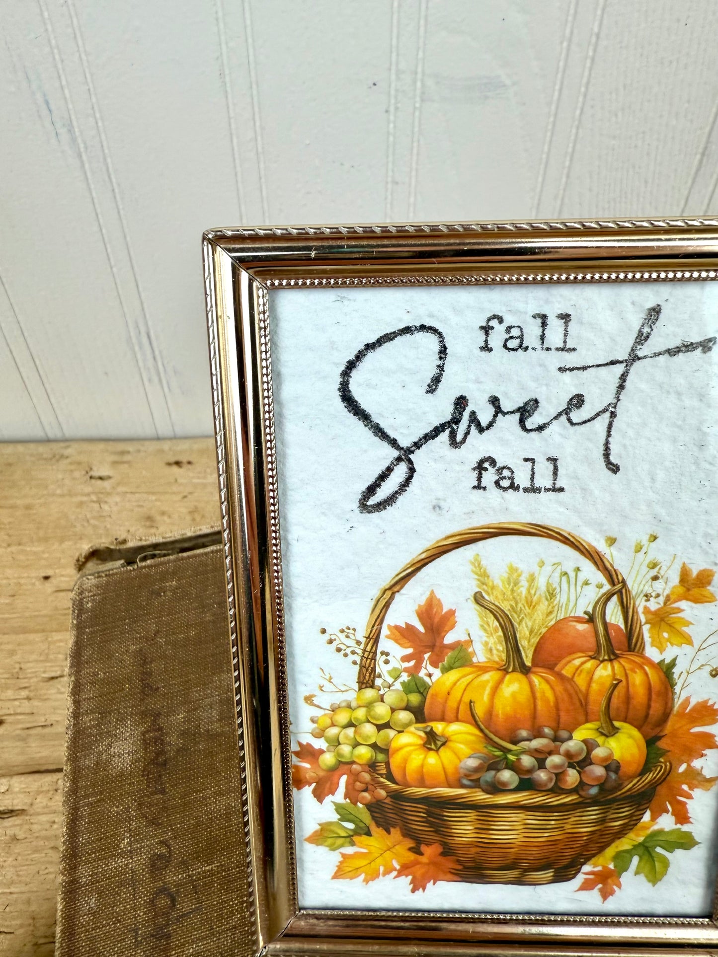Handmade Fall Sweet Fall Art in Brass Frame