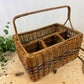 Vintage Divided Wicker Carrying Basket