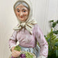 Vintage Homco Ceramic Figurine- Old Woman with Grape Basket