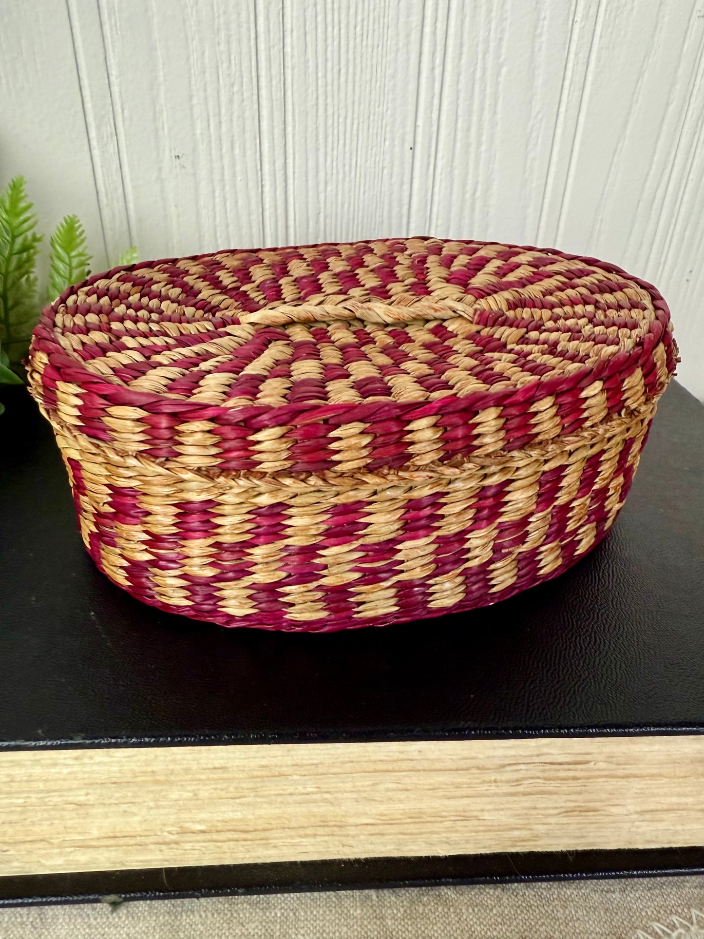 Vintage Miniature Seagrass Basket with Lid