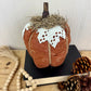 Handmade Plush Pumpkin with Doily Leaves
