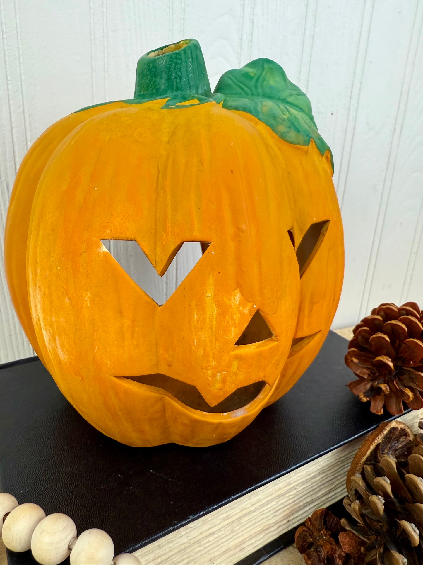 Vintage Ceramic Pumpkin Candle Lantern