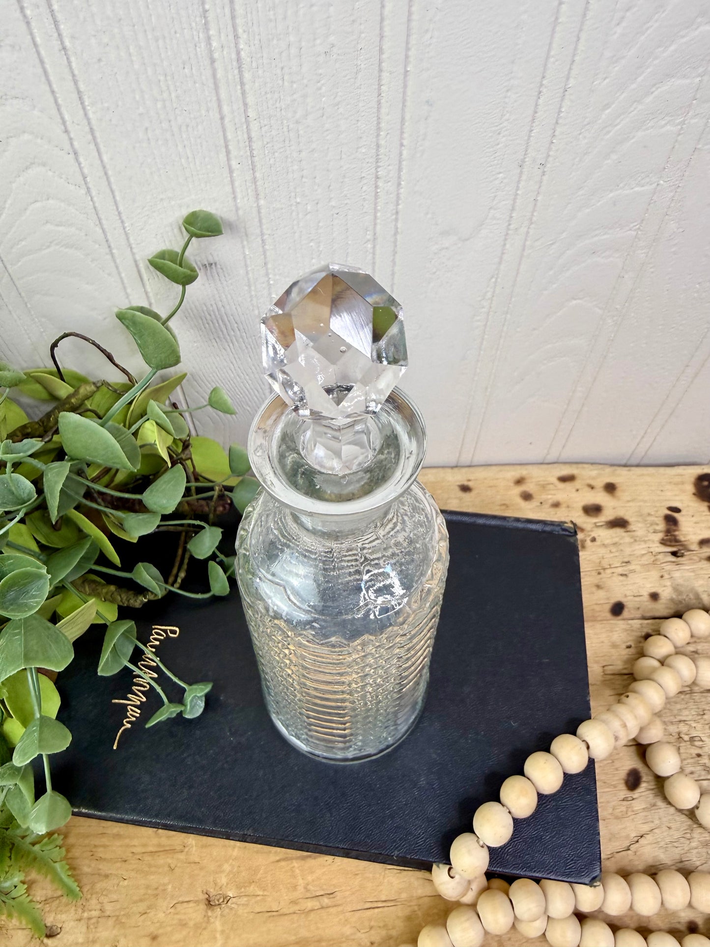 Vintage Diamond Patterned Crystal Decanter