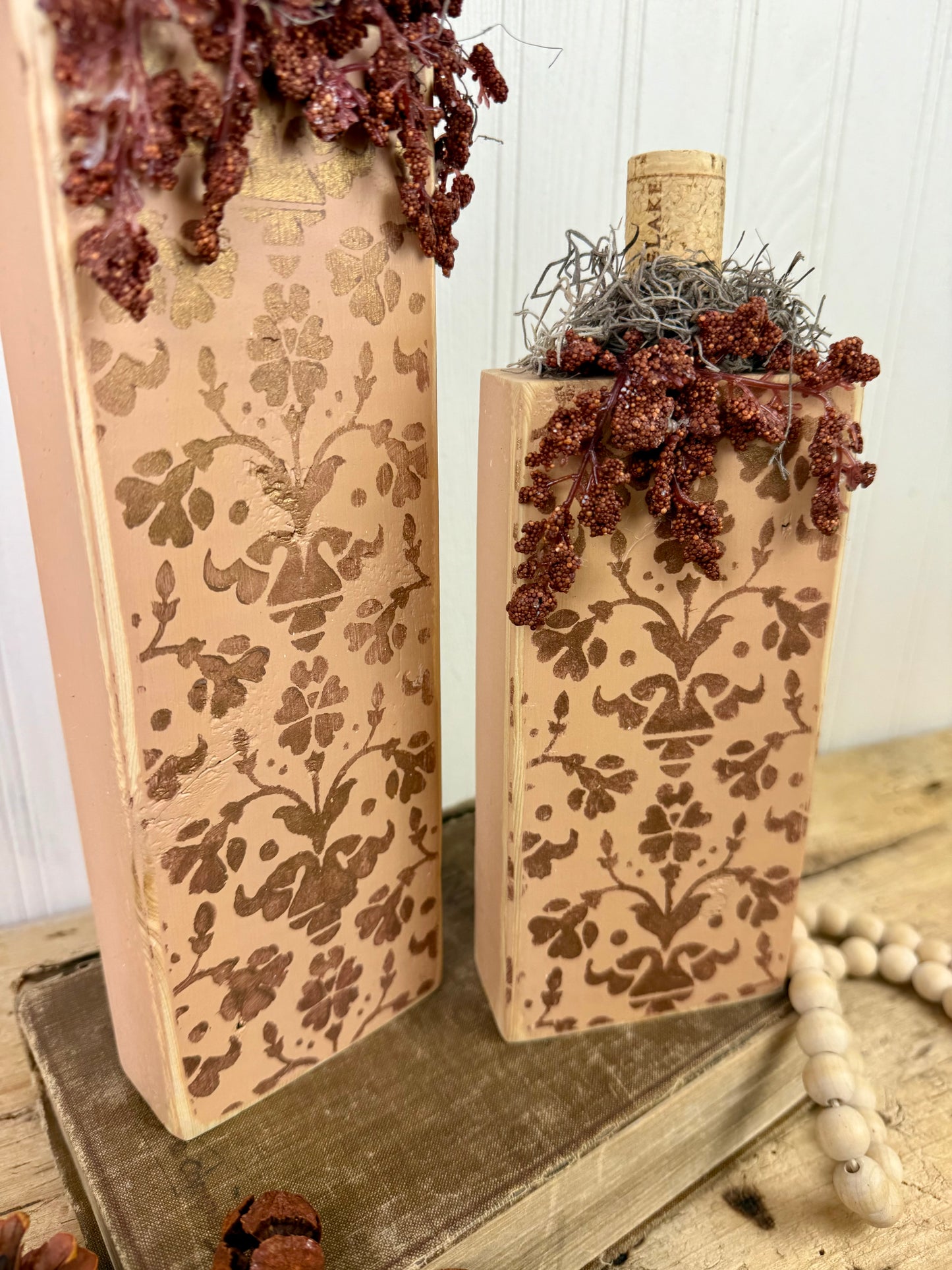 Handmade Light Orange Pumpkin Set with Metallic Details