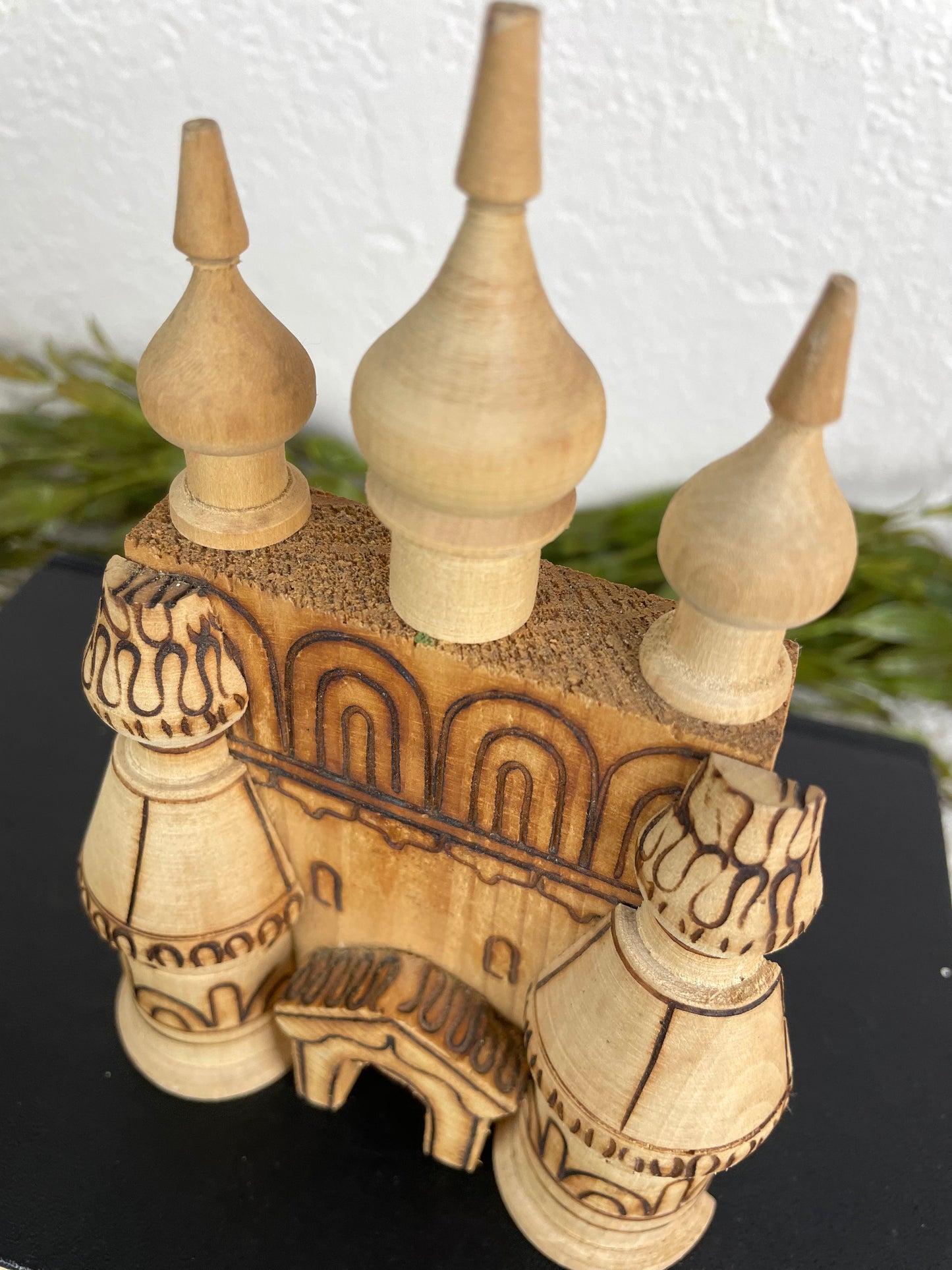 Vintage Wooden Cathedral Figurine