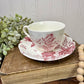 Antique J&G Meakin Tudor Roses Teacup and Saucer Set