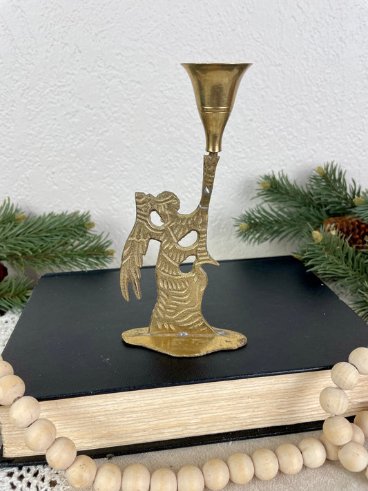 Vintage Brass Angel Candle Holder