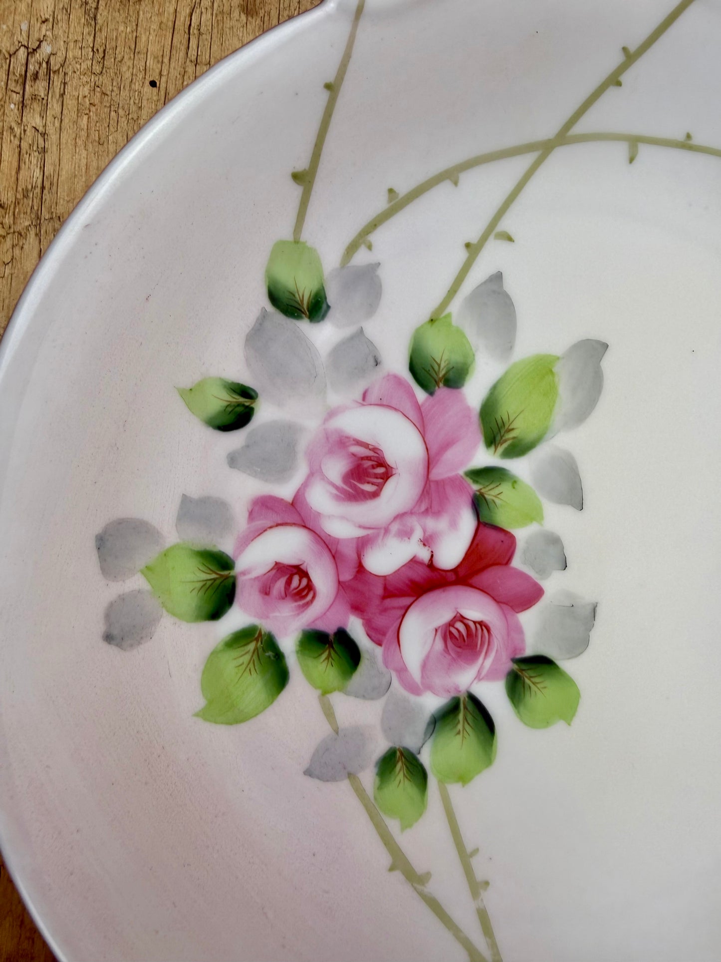Antique Nippon Porcelain Plate with Hand Painted Florals