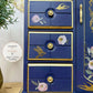Upcycled Navy & Gold Jewelry Box with Pink Florals