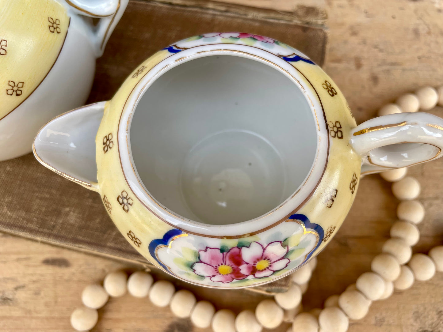 Vintage Nippon Hand Painted Porcelain Creamer & Sugar Dish Set