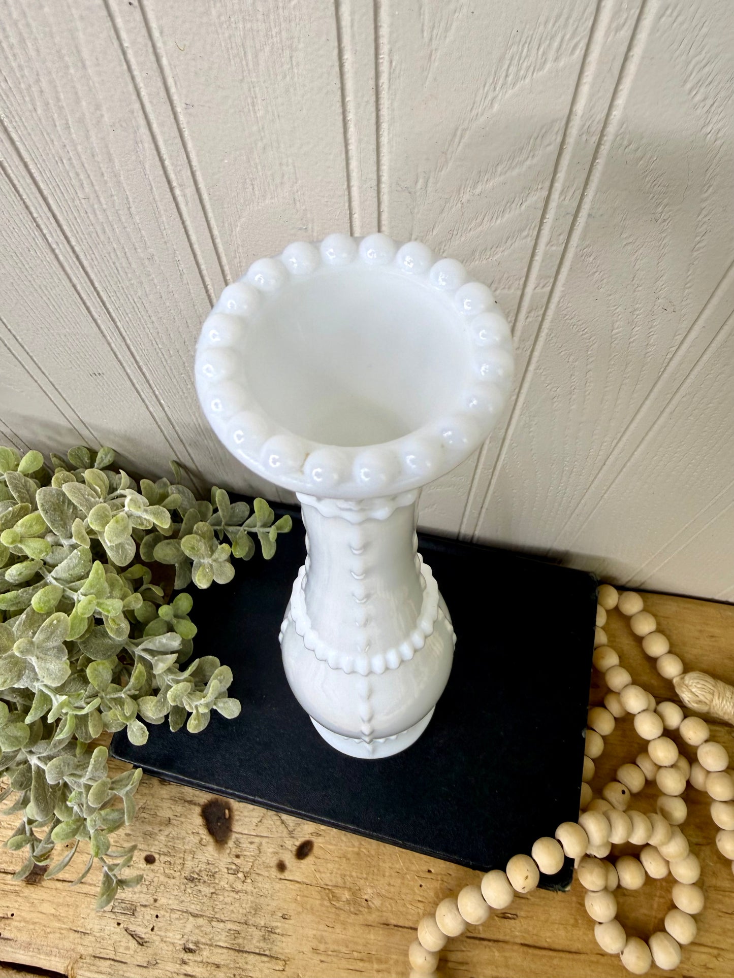 Vintage Milk Glass Tall Bud Vase