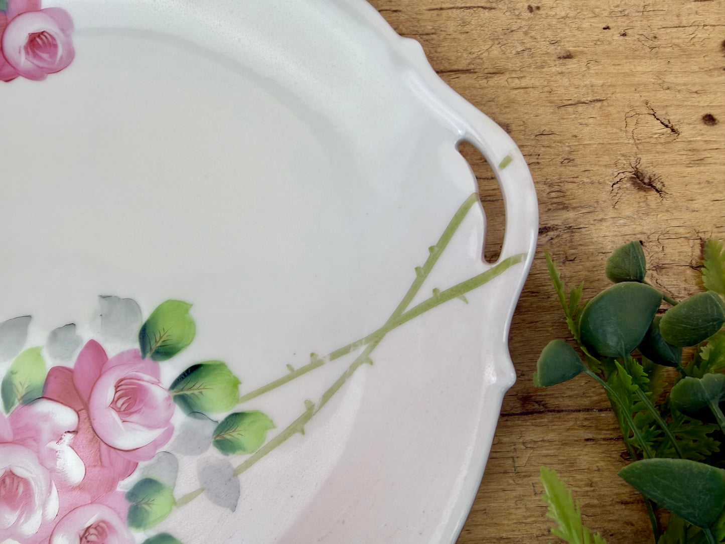 Antique Nippon Porcelain Plate with Hand Painted Florals