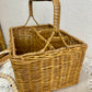 Vintage Wicker Storage Basket with Dividers