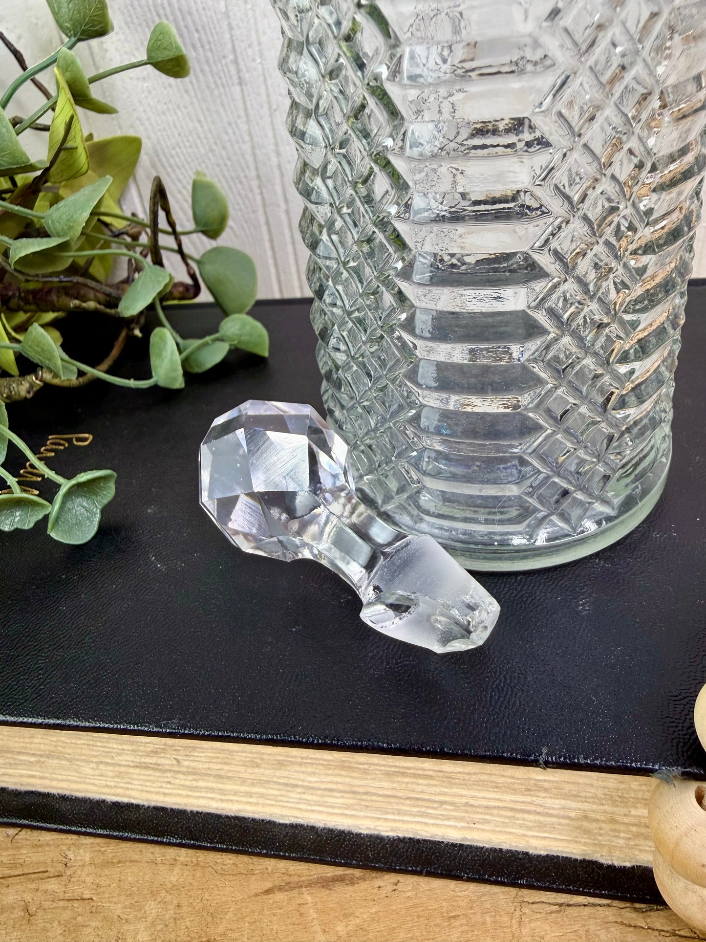 Vintage Diamond Patterned Crystal Decanter