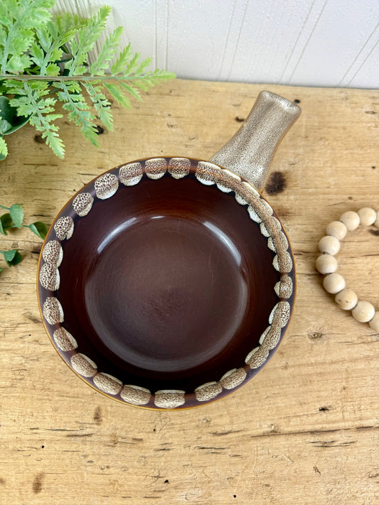 Vintage Stoneware Soup Bowl with Handle