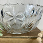 Vintage Cut Glass Serving Bowl with Etched Flowers