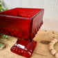 Vintage Jeannette Glass Square Pedestal Wedding Bowl Candy Dish