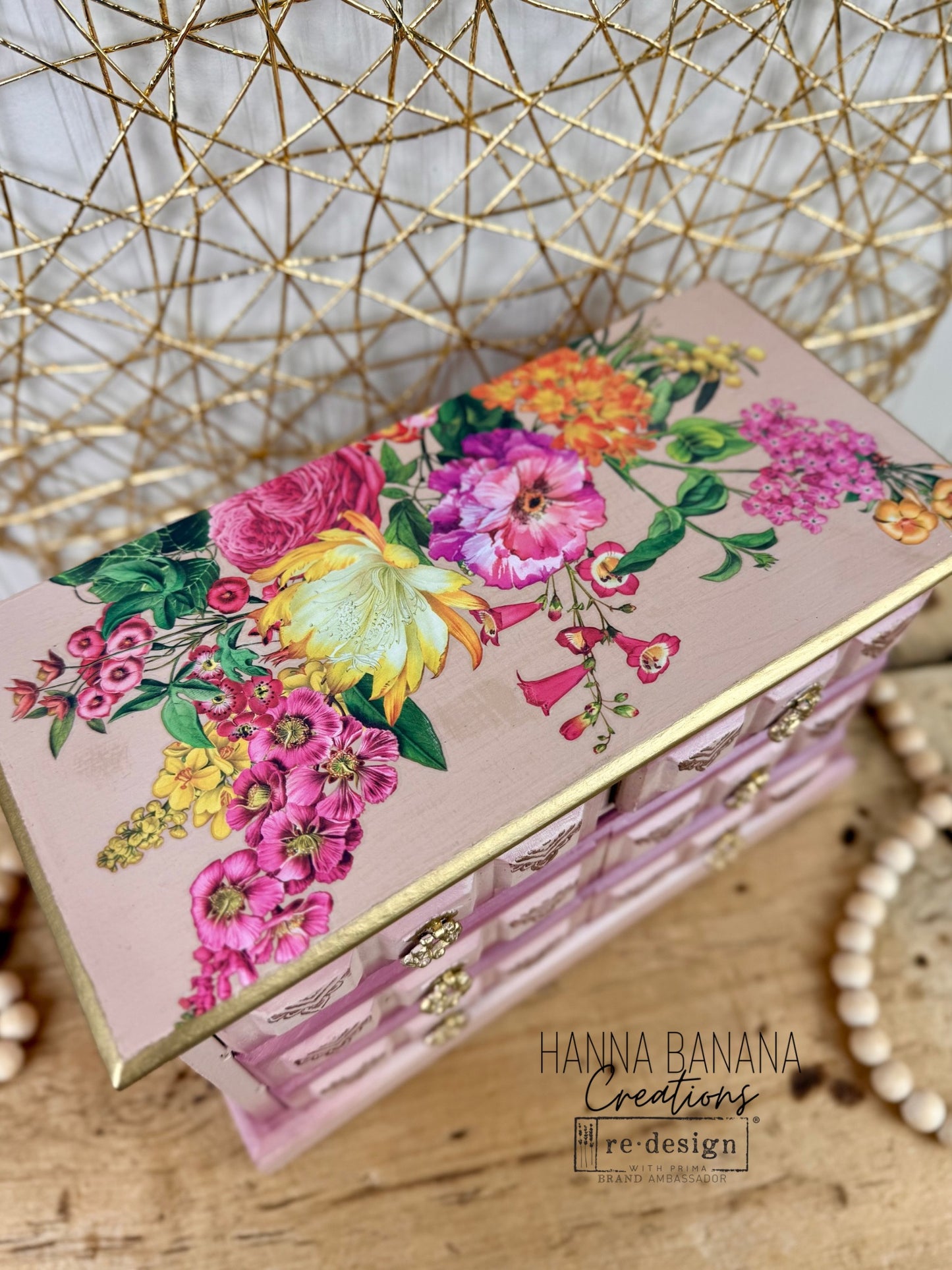 Hand Painted Pink & Burgundy Ombre Jewelry Box
