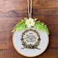 Upcycled Embroidery Hoop Wall Art with Vintage Label