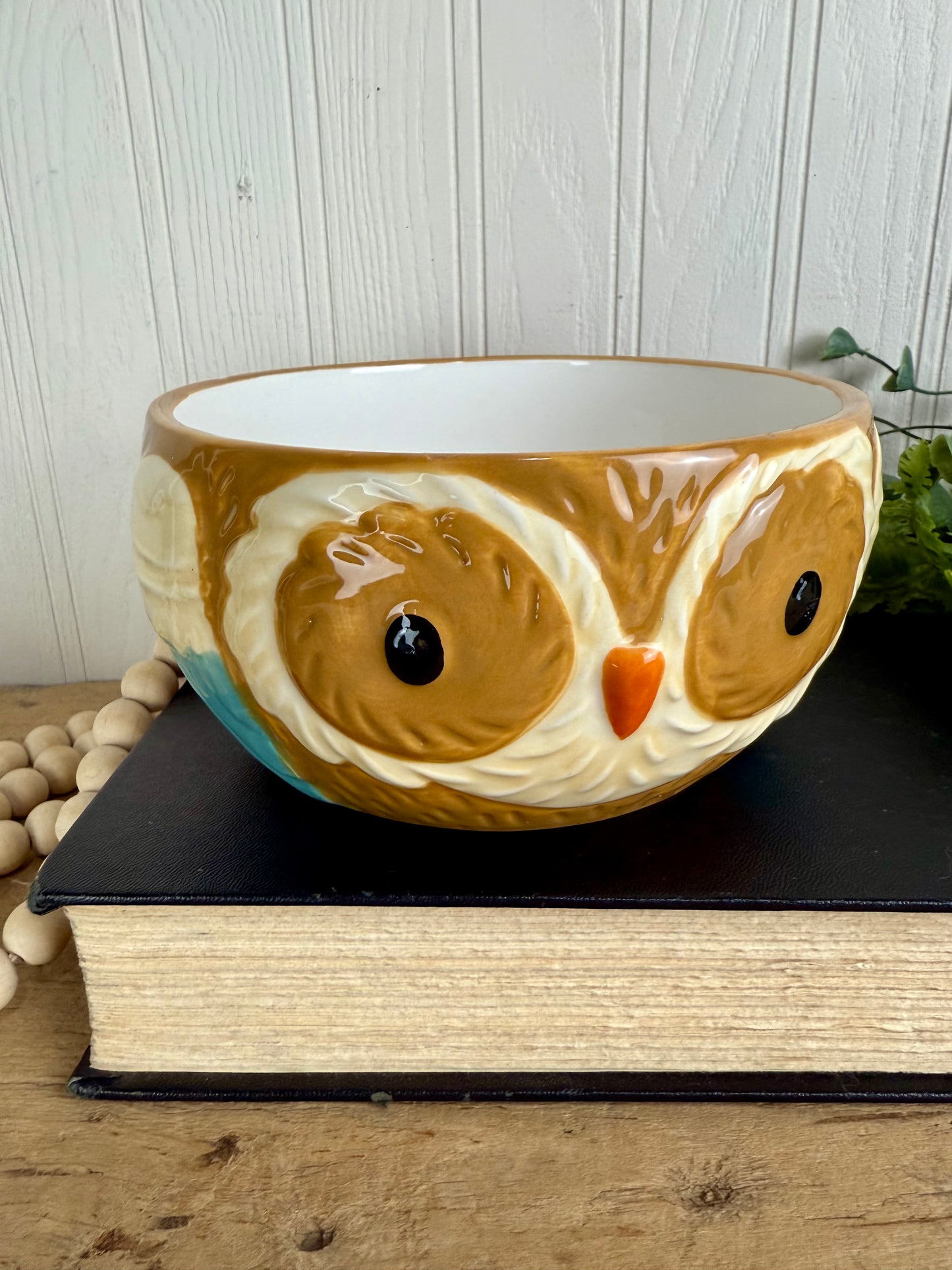 Retro Earthenware Owl Bowl