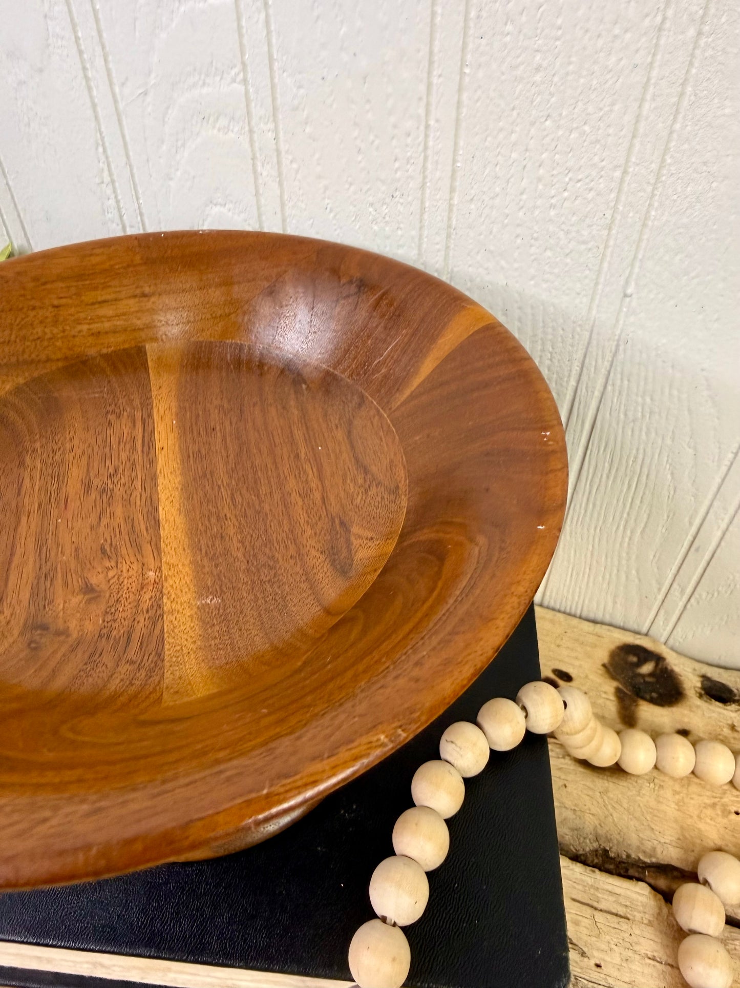 Vintage Mid-Century Walnut Pedestal Bowl