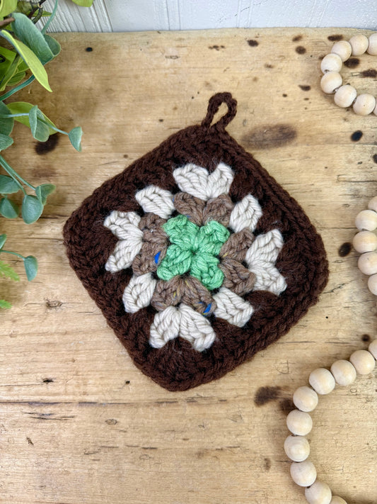 Vintage Crocheted Granny Square Potholder